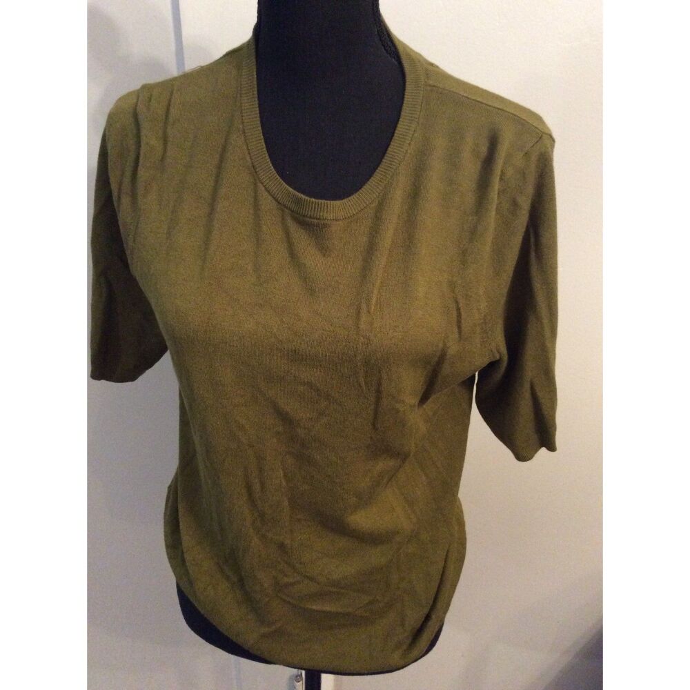 Philosophy Olive Green short sleeve Sweater zip up Back Medium